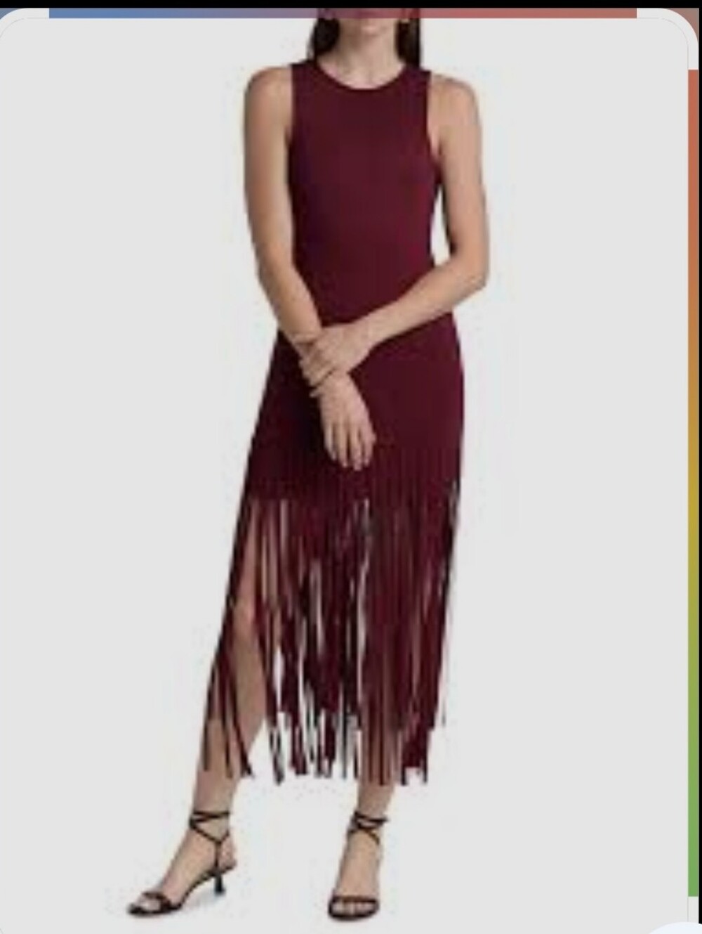 Burgundy Fringe Maxi Dress